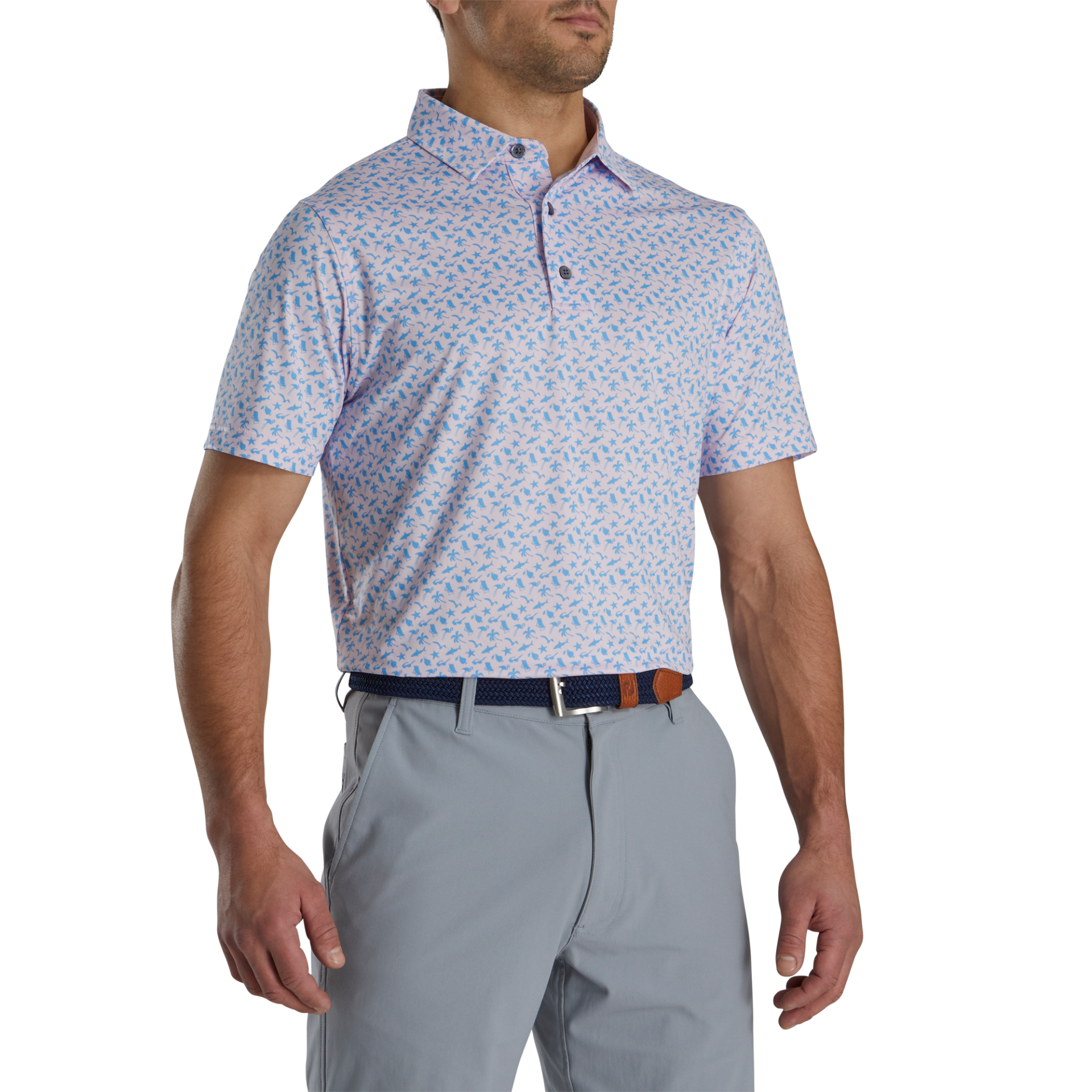 FootJoy Lisle Paisley Print Self Collar Polo